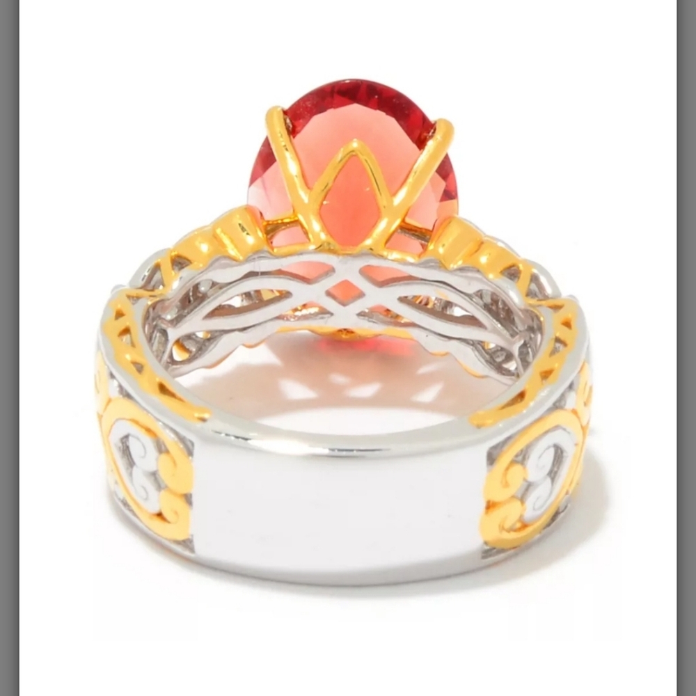 Retired Gems En Vogue 7.79ctw Andesine & White Zircon Cocktail 💍 Sz 6! 🔥 - Picture 5 of 12